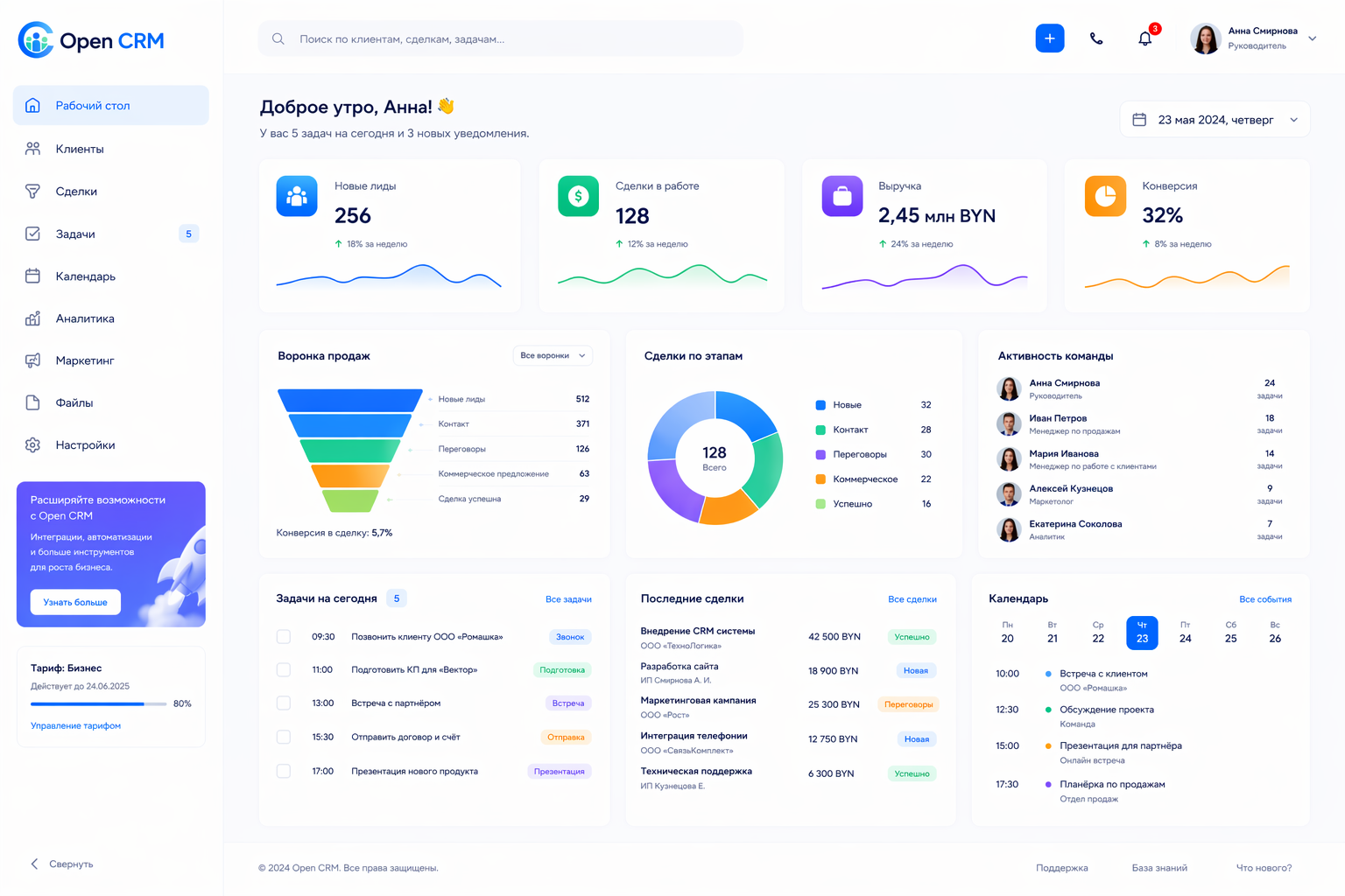 Рабочий стол OpenCRM